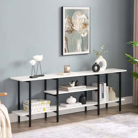 Manhattan Comfort Celine Side Table Console in White 25570-WH